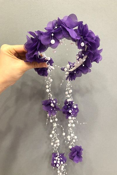 Hayalperest boncuk Purple Tulle Laser Floral Crown
