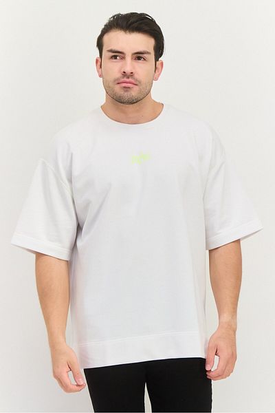 Esprit Men Round Neck Graphic Print Short Sleeves T-shirt, White