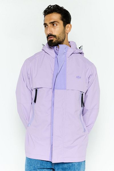 Lacoste Men Brand Logo Hooded Jacket, Purple