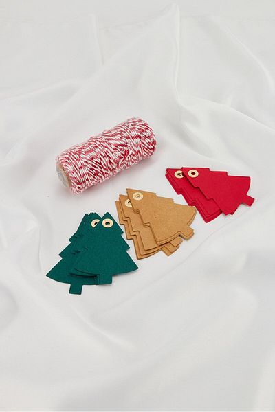 Muy Mucho Pack Label Shapes, Red and Green and Brown