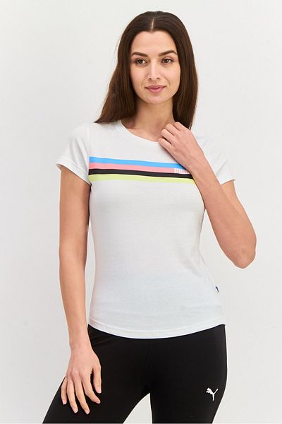 Puma Women Sportswear Fit Short Sleeve Outdoor T-shirt, White Combo