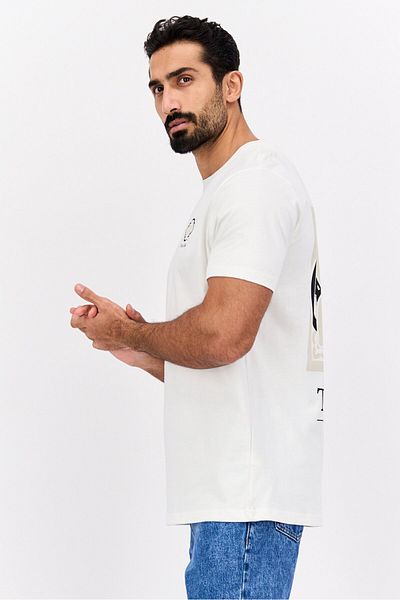 Denim & Flower Men Crew Neck Short Sleeve Graphic T-shirt, Off White