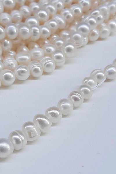 Hayalperest boncuk Cream Natural Glass Pearl 7-8 Mm