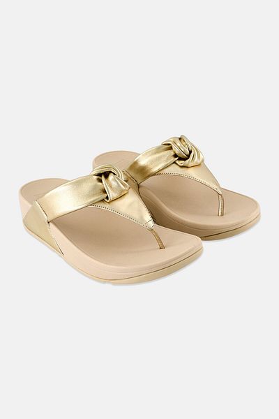 Fitflop Women Lulu Padded Knot Metallic Leather Sandals, Gold