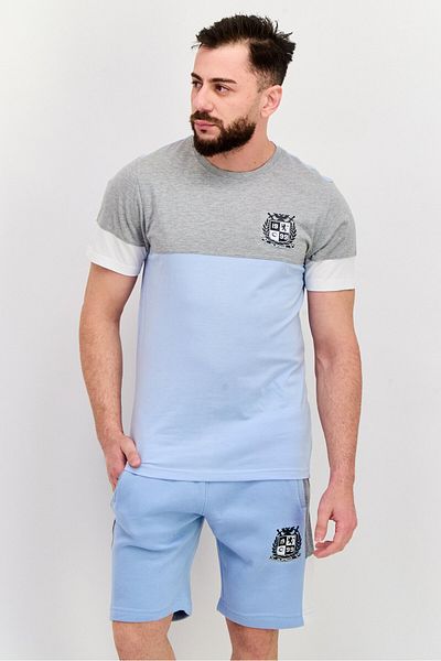 Akademiks Men 2 Piece Brand Logo Sweatshirt And Shorts, Grey