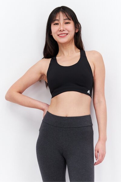 adidas حمالة صدر رياضية مبطنة للنساء، باللون الأسود