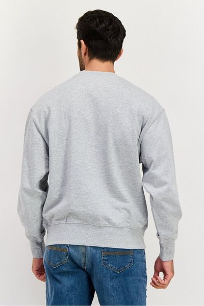 Esprit Men Crew Neck Brand Logo Long Sleeve Sweatshirt, Grey