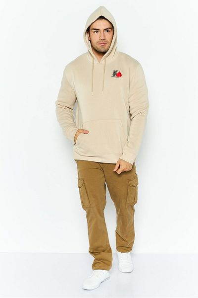 Members Only Men Hooded Embroidered Logo Long Sleeves Sweatshirt, Beige