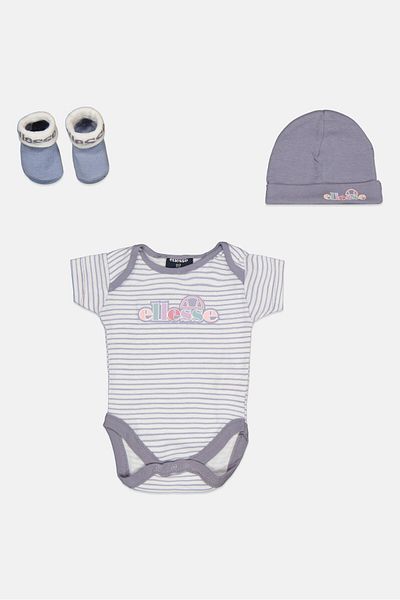 Ellesse طقم أطفال مطبوع عليه رسومات للأولاد الصغار مكون من 3 قطع، لون أرجواني فاتح