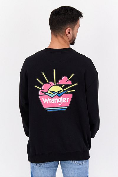 WRANGLER Men Crew Neck Graphic Print Long Sleeves Sweatshirt, Black
