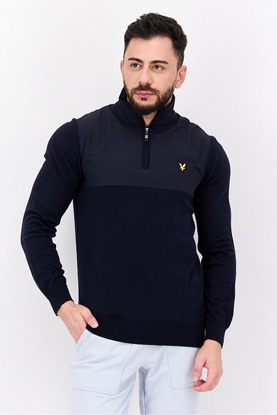 Lyle & Scott Men High Neck Long Sleeve Embroidered Logo Sweatshirt, Navy