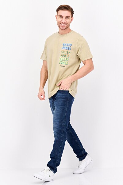 WRANGLER Men Round Neck Short Sleeves Graphic Print T-Shirt, Beige
