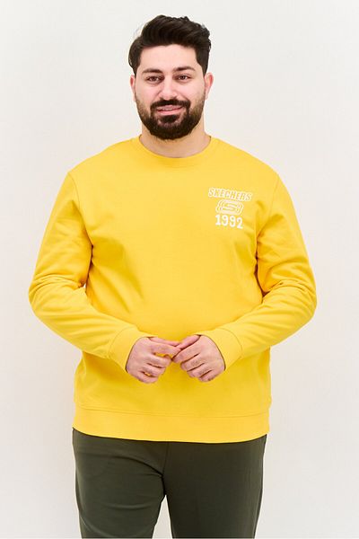 SKECHERS Men Sportswear Fit Long Sleeve Outdoor Sweatshirts, Golden Yellow