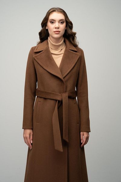 Olcay Exclusive Tobacco Coat 3057 - Snap Close and Waist Tie