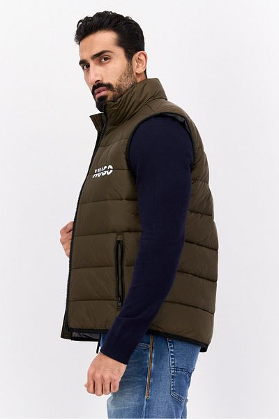 Hugo Boss Men Brand Logo Vest Jacket, Olive