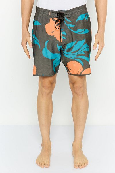 Quiksilver Men Allover Print Drawstring Board Shorts, Grey