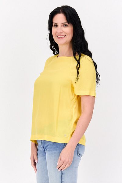 Tommy Hilfiger Women Round Neck Short Sleeves Plain Top, Yellow