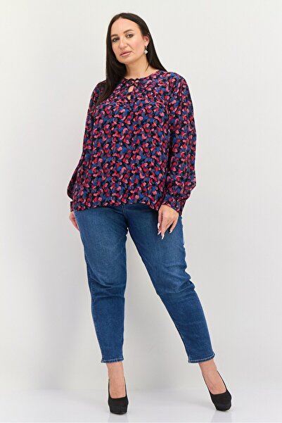 Esprit Women Tie Neck Long Sleeves Allover Print Blouse, Multicolor