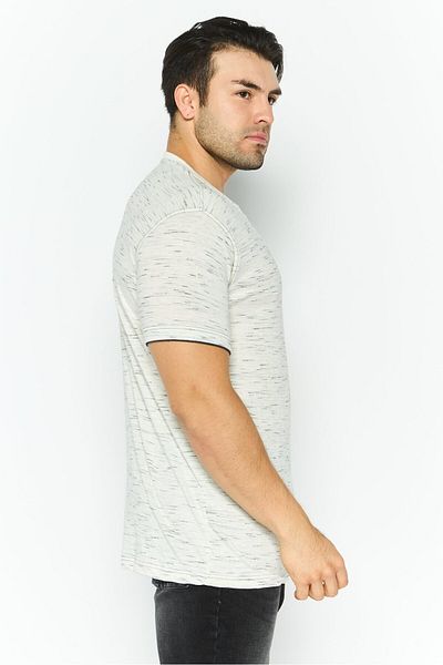 Company Eighty One Men Henley Neck Short Sleeves Heather T-shirt, Off White