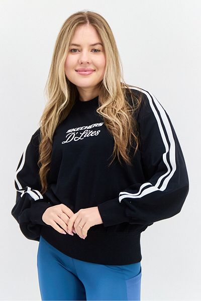 SKECHERS Women Crew Neck Long Sleeve Training Sweatshirts, Black