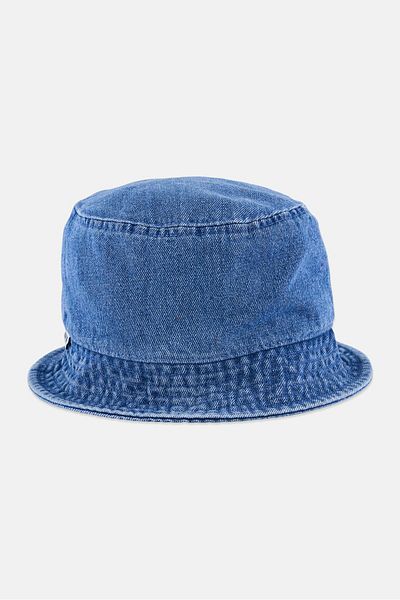 Hurley Women Washed Denim Bucket Hat, Blue