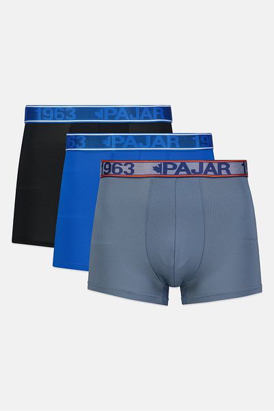 Pajar Men 3 Pieces Brand Logo Boxer Brief, Blue Combo