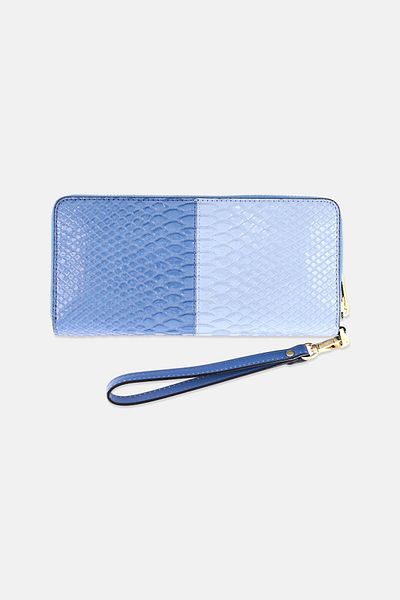 Michael Kors Women Brand Logo Crocoskin Wallet 22 L x 10,5 H X 2,5 W cm, Denim Combo