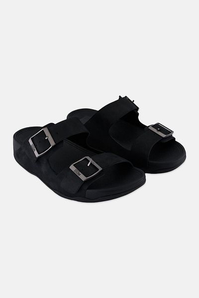 Fitflop Men Gogh Moc Men Buckle leather Slides Slip On Sandals, Black