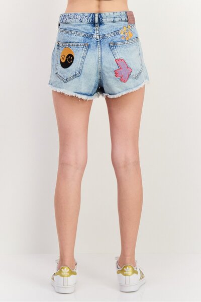 Scotch & Soda Women Printed Basic Shorts, Blue Combo
