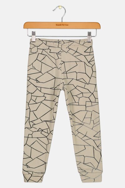 Brooklyn Kids Boy Drawstring Allover Print Jogger Pants, Beige