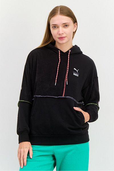 Puma Women Sportswear Fit Long Sleeve Outdoor Hooded Sweatshirt, Black