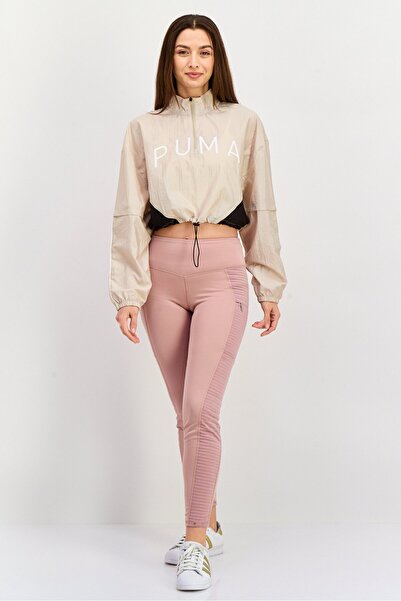 Puma Women Brand Logo Half Zip Outdoor Jacket, Cream