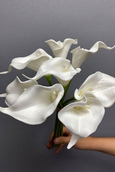 Hayalperest boncuk White Wet Look Artificial Calla Lily 8 Τεμάχια
