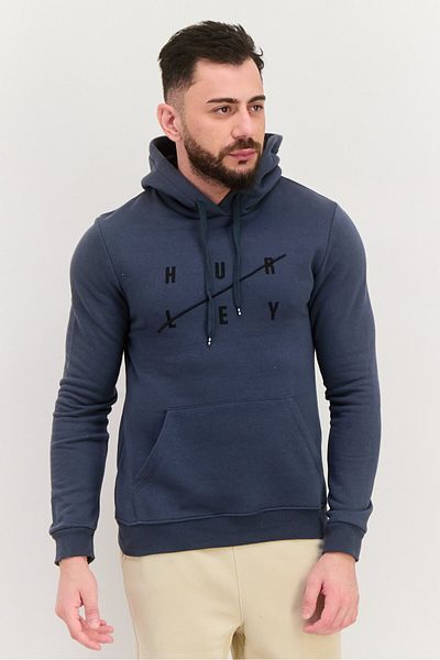 Hurley Men Sportswear Fit Long Sleeve Outdoor Sweatshirts, Dark Slate Grey