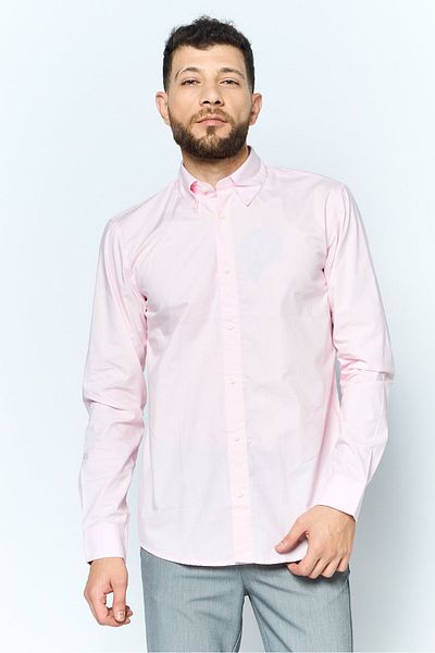 Esprit Men Regular Fit Solid Long Sleeves Casual Shirt, Pink