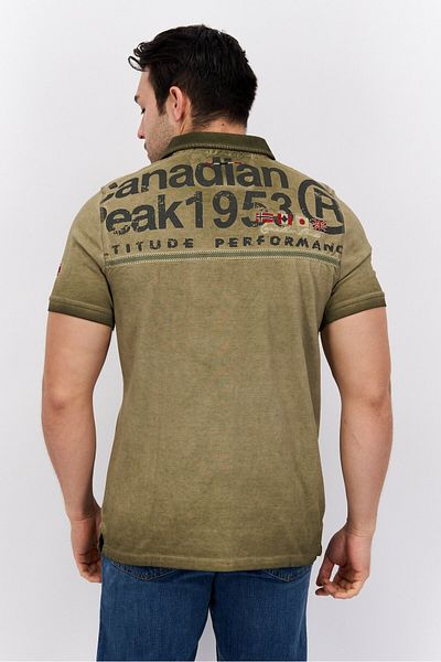 Canadian Peak Men Regular Fit Embroidered Short Sleeve Polo, Khaki