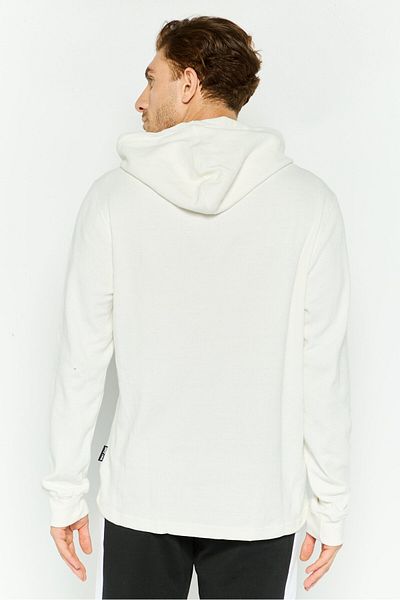 Dkny Jeans Men Hooded Textured Long Sleeves Sweatshirt, White