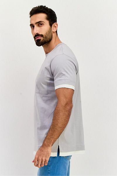 Esprit Men Crew Neck Short Sleeves Plain T-shirt, Grey