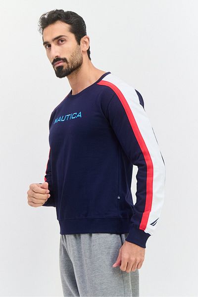 Nautica Men Sportswear Fit Outdoor Long Sleeve Sweatshirt, Navy Blue
