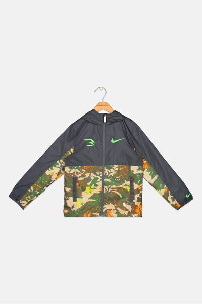 Nike 3Brand by Russell Wilson جاكيت تدريب مموه للأطفال الأولاد، متعدد الألوان