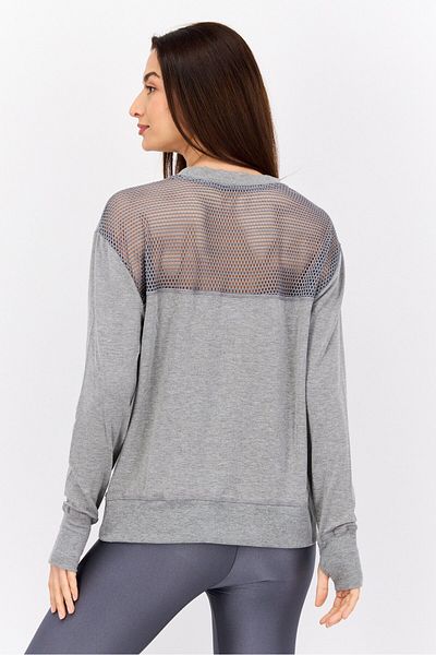 Nine West Women Sportswear Fit Long Sleeve Training Top, Grey Heather