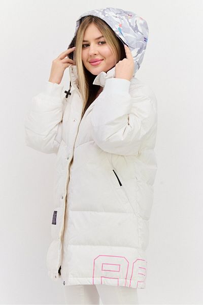 Aape By A Bathing Ape Women Brand Logo Hooded Puffer Jacket, White