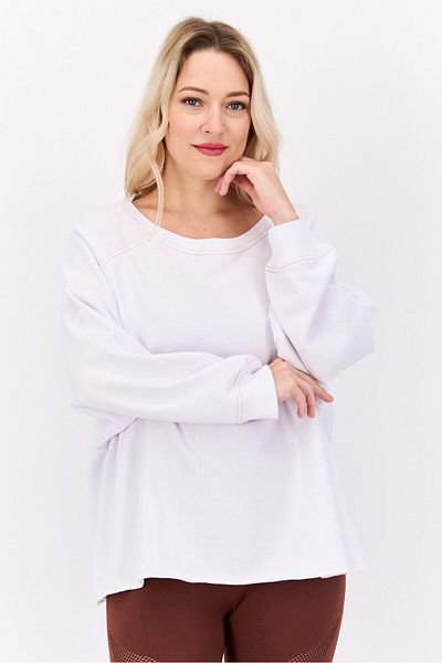 Sage Collective Women Crew Neck Textured Sweatshirt, White