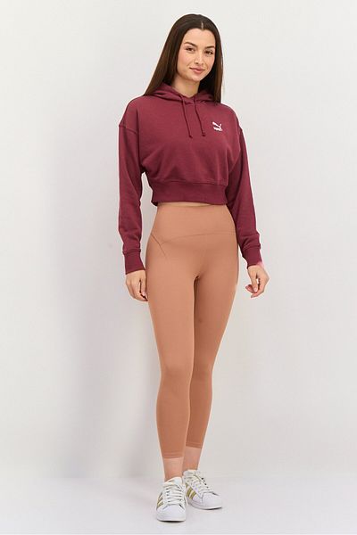 Puma Women Sportswear Fit Embroidered Logo Long Sleeves Outdoor Sweatshirt, Maroon