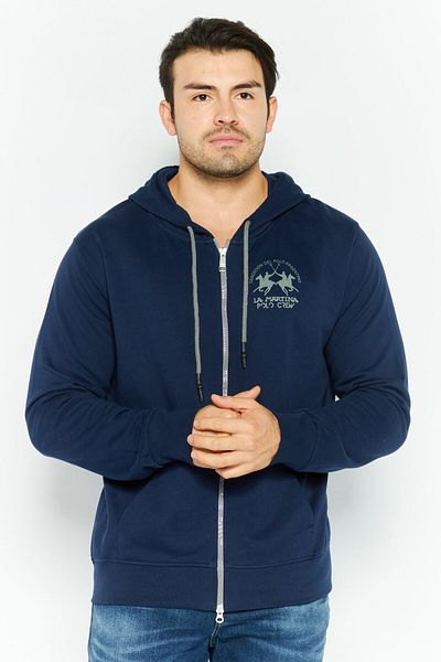 La Martina Men Hooded Brand Logo Long Sleeve Hoodie, Blue