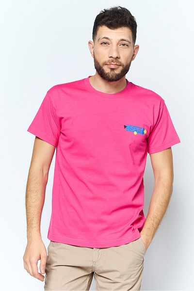 Esprit Men Crew Neck Short Sleeves Brand Logo T-shirt, Pink