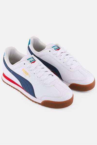 Puma Kids Boy Roma Basic Lace Up Outdoor Shoes, White Combo
