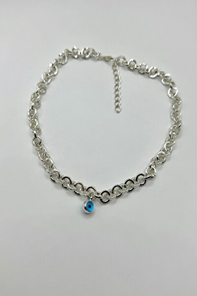 DEMOKAN Kadın Kolye 14k Altın Renkli Halka Zincir Nazar Boncuk Kolye