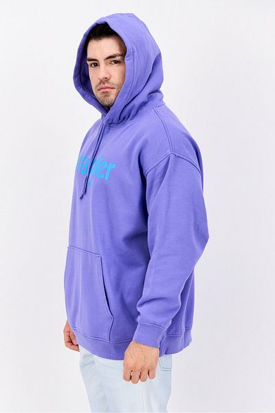 WRANGLER Men Hooded Long Sleeve Brand Logo Sweatshirt, Purple