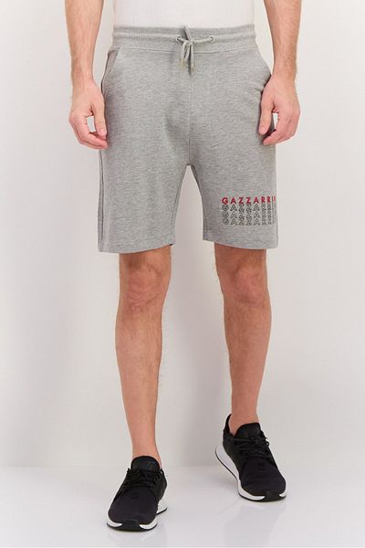 GAZZARRİNİ Men Printed Side Pocket Bermuda Shorts, Heather Grey